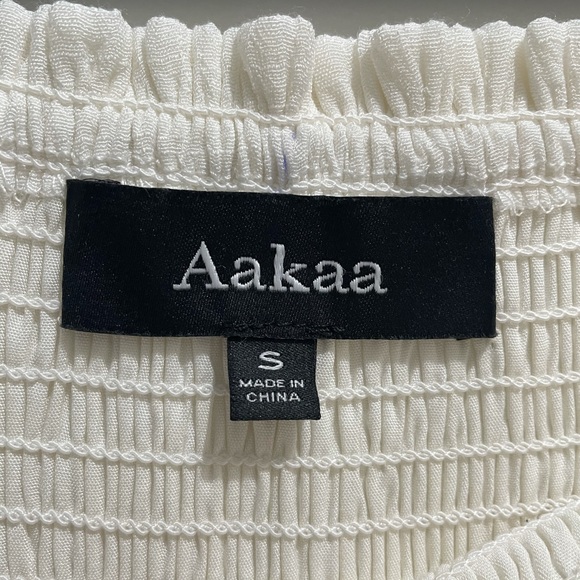 Boutique Off the Shoulder White Maxi Dress Aakaa Brand Womens Small - Picture 5 of 7